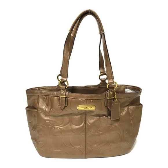 NWT Coach Gallery Embossed Leather Tote F20742 Brass/Copper Below $358 Retail - Picture 3 of 7